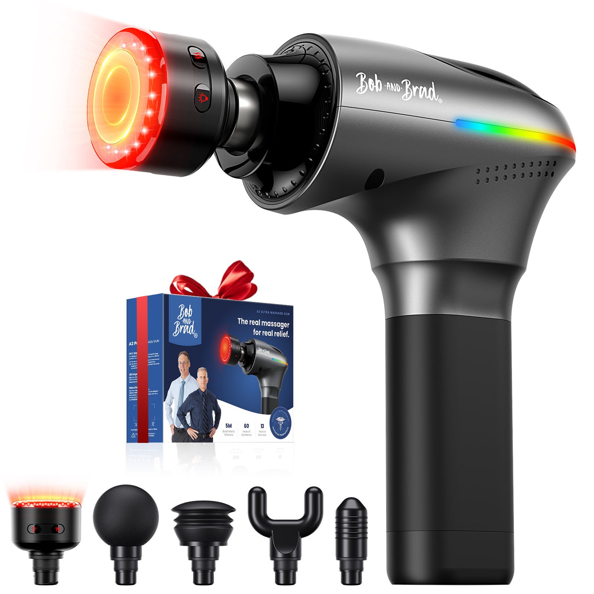 Bob and Brad A2 Ultra Massage Gun with Infrared and Red LED Light Therapy