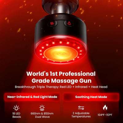 Bob and Brad D6 Ultra Massage Gun with Infrared and Red LED Light Therapy