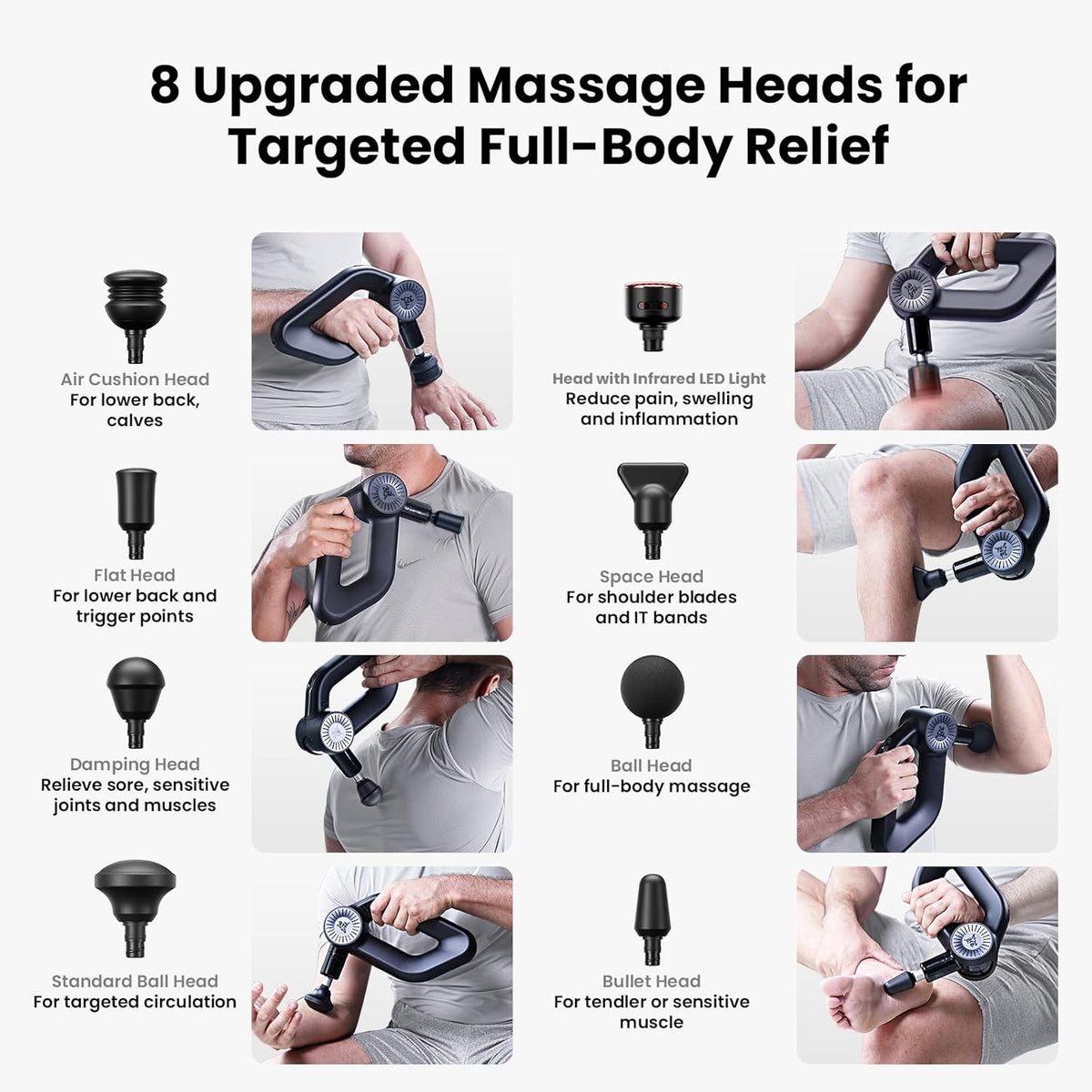 Bob and Brad D6 Ultra Massage Gun with Infrared and Red LED Light Therapy