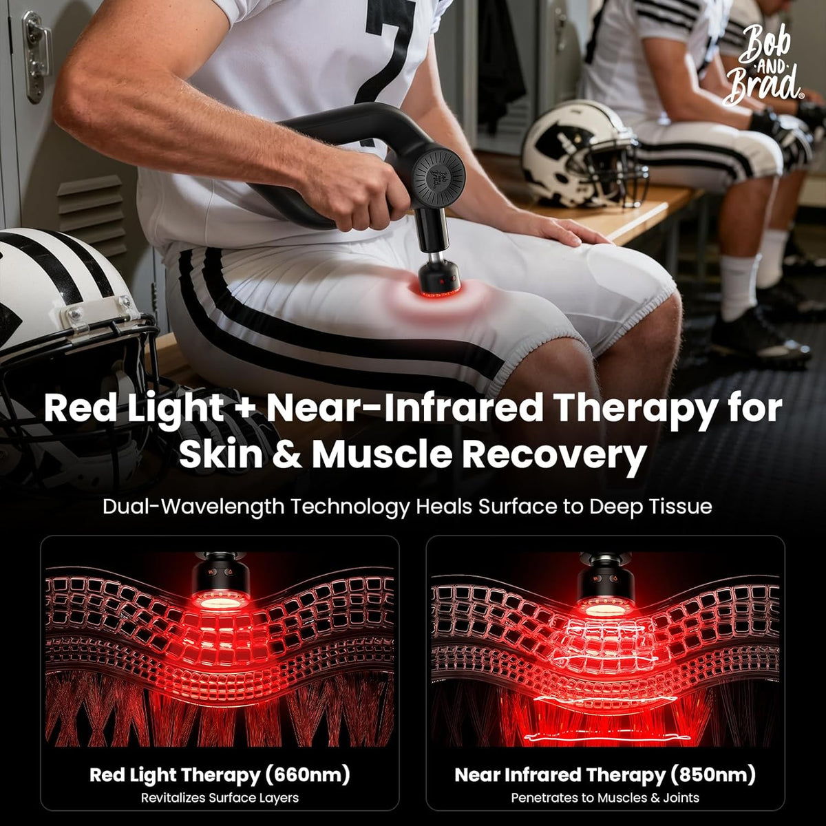 Bob and Brad D6 Ultra Massage Gun with Infrared and Red LED Light Therapy